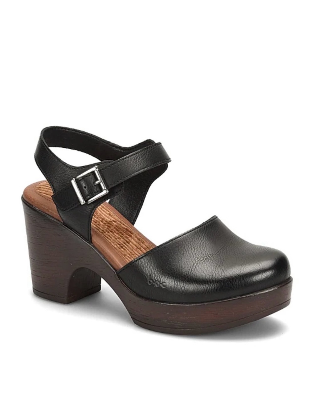 boc Black Mary Jane Clog Heels with Buckle Strap